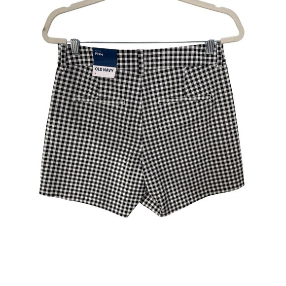 Old Navy Pixie High Rise Gingham Shorts Womens 6 Secret Smooth Pockets Black NEW - Picture 4 of 12